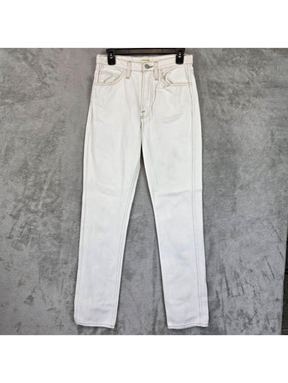 FRAME Jeans Womens 26 White Light Wash High Rise Slim Straight Rigid Denim